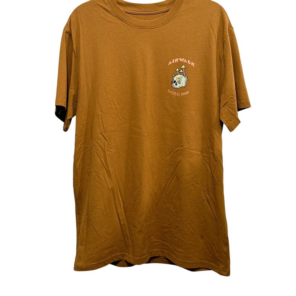 Airwalk Mens Skull Mushroom Open Your Mind Graphic T-Shirt Brown Large L‎